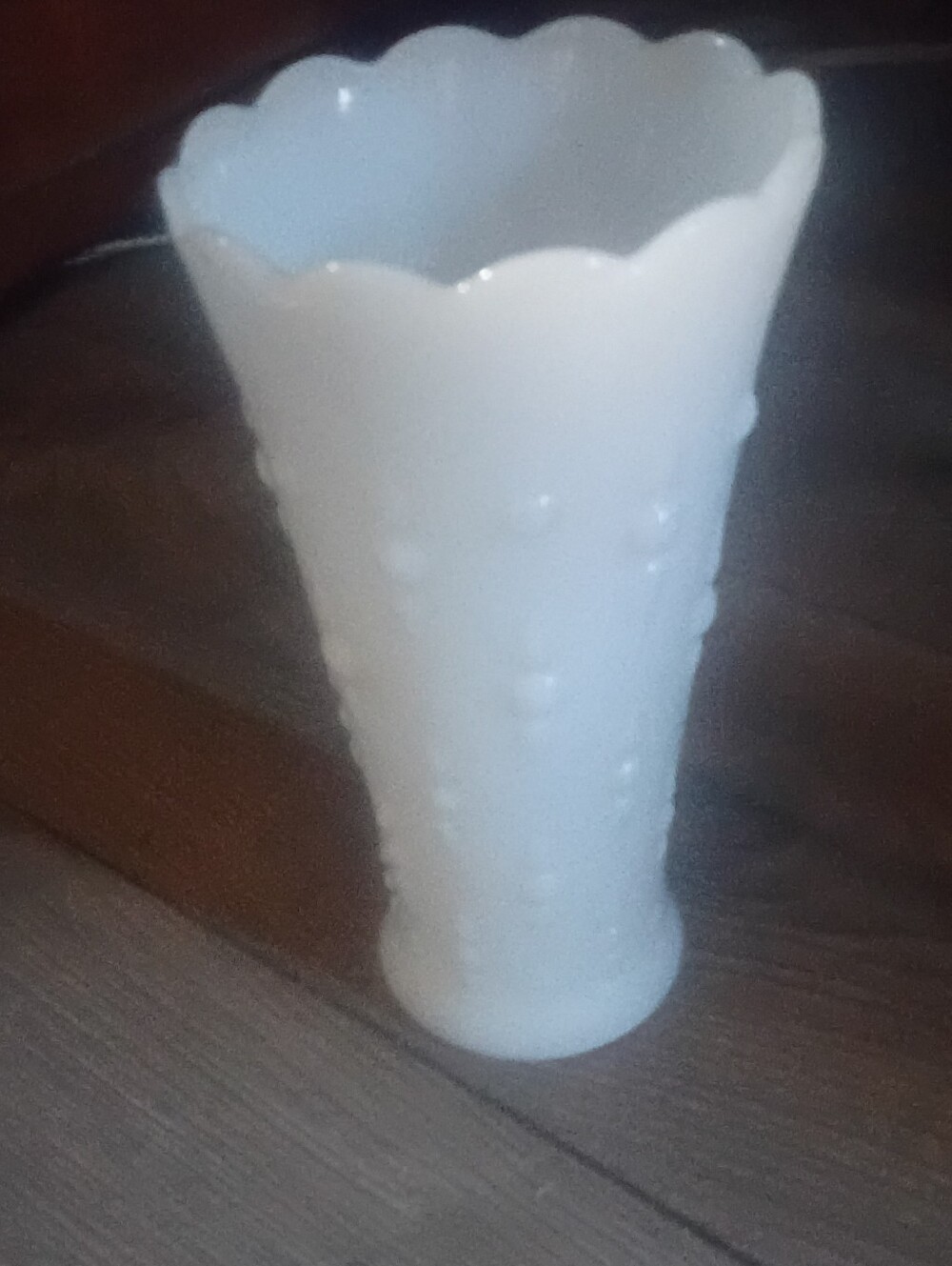 White Scalloped Milk Glass Vase - Classic Home Accent